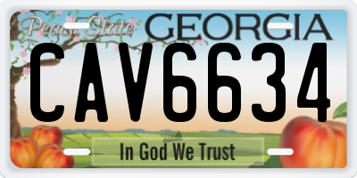 GA license plate CAV6634
