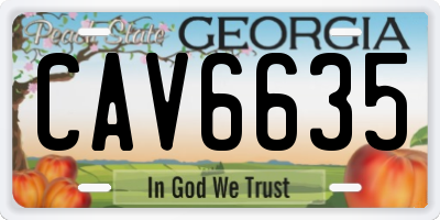 GA license plate CAV6635