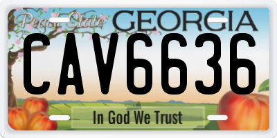 GA license plate CAV6636
