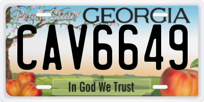 GA license plate CAV6649