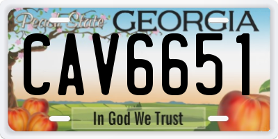 GA license plate CAV6651