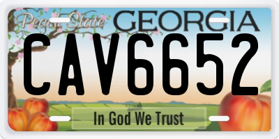 GA license plate CAV6652