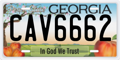 GA license plate CAV6662