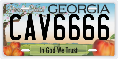 GA license plate CAV6666