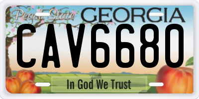 GA license plate CAV6680