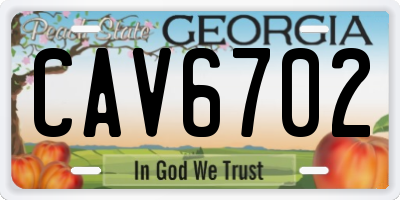 GA license plate CAV6702