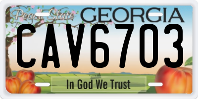 GA license plate CAV6703