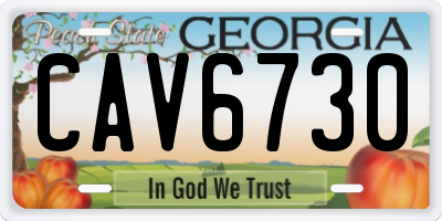 GA license plate CAV6730