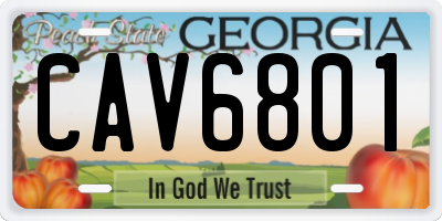 GA license plate CAV6801