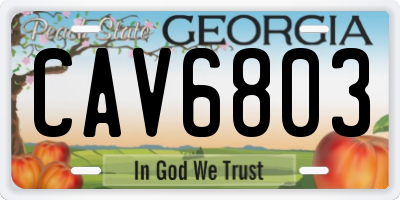 GA license plate CAV6803