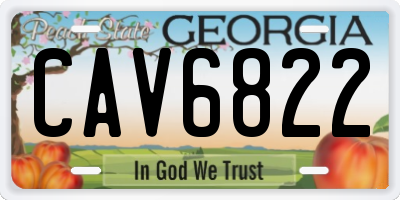 GA license plate CAV6822