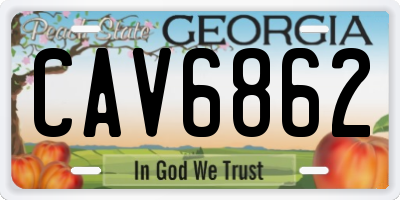 GA license plate CAV6862