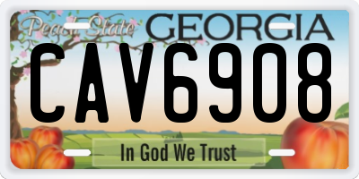 GA license plate CAV6908