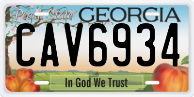 GA license plate CAV6934