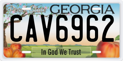 GA license plate CAV6962