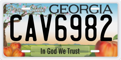 GA license plate CAV6982