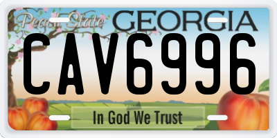 GA license plate CAV6996