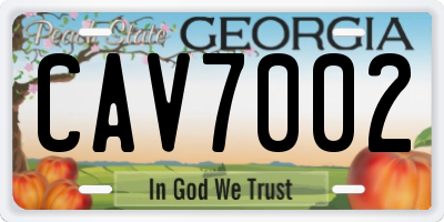 GA license plate CAV7002