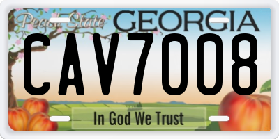 GA license plate CAV7008