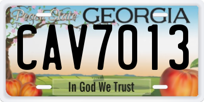 GA license plate CAV7013