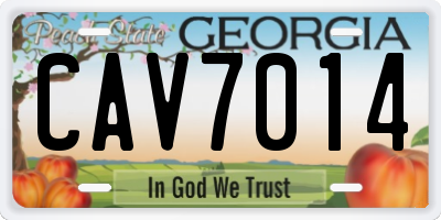 GA license plate CAV7014