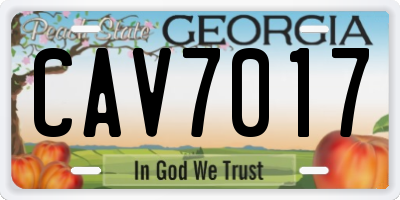 GA license plate CAV7017