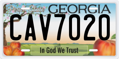GA license plate CAV7020