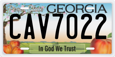 GA license plate CAV7022