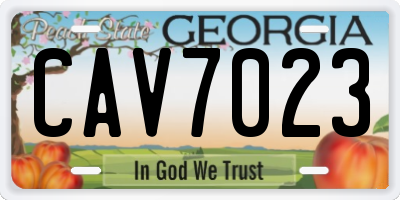 GA license plate CAV7023