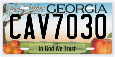 GA license plate CAV7030