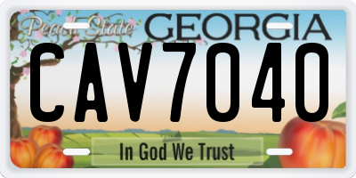 GA license plate CAV7040