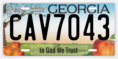 GA license plate CAV7043