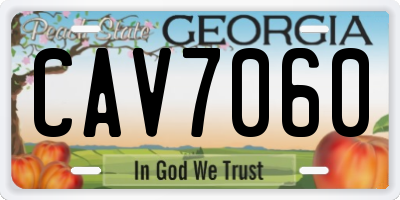 GA license plate CAV7060