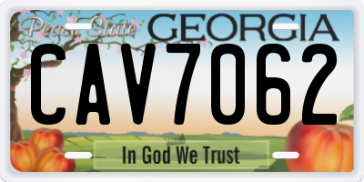 GA license plate CAV7062