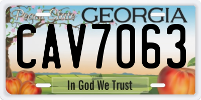 GA license plate CAV7063