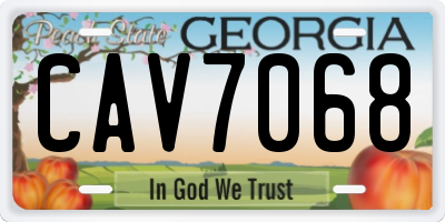 GA license plate CAV7068