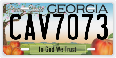 GA license plate CAV7073