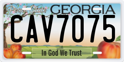 GA license plate CAV7075