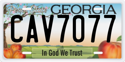 GA license plate CAV7077