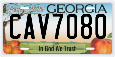 GA license plate CAV7080