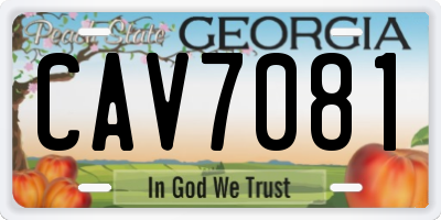 GA license plate CAV7081