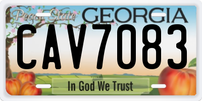 GA license plate CAV7083