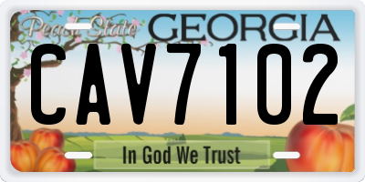 GA license plate CAV7102