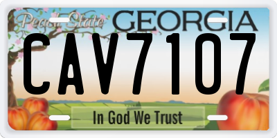 GA license plate CAV7107