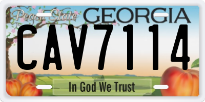 GA license plate CAV7114