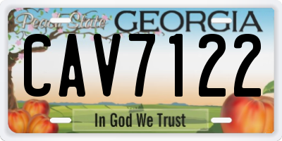 GA license plate CAV7122