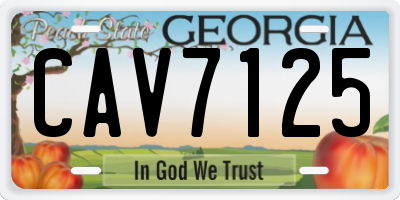 GA license plate CAV7125