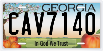 GA license plate CAV7140