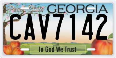 GA license plate CAV7142