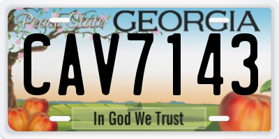 GA license plate CAV7143